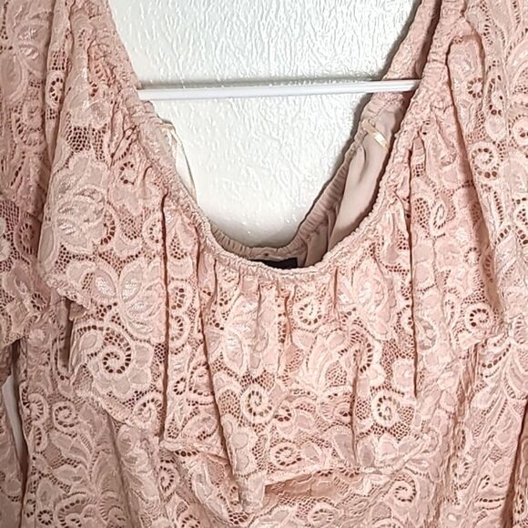 BOLD elements Pink Lace Blouse, Off the Shoulder, Size XL, NWT - Picture 3 of 9